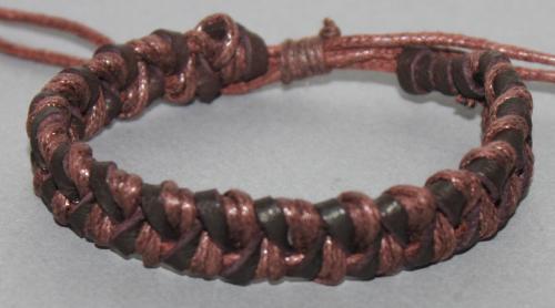 Bracelet ajustable simili cuir et coton ciré N°186