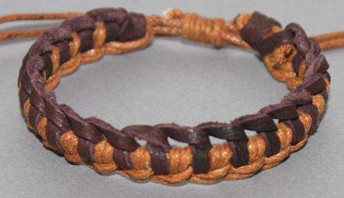 Bracelet ajustable simili cuir et coton ciré N°193